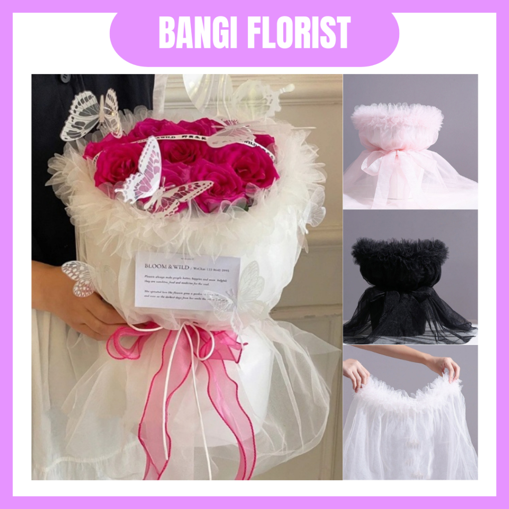 (75CM) LACE DRESS NET ROLL MESH Flower Wrapping Paper Bouquet Gift ...