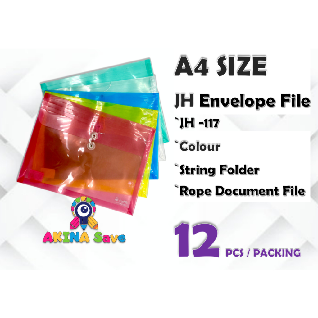 AKINA SAVE 12's JH 117 A4 HORIZONTAL Envelope File String Folder /Rope ...