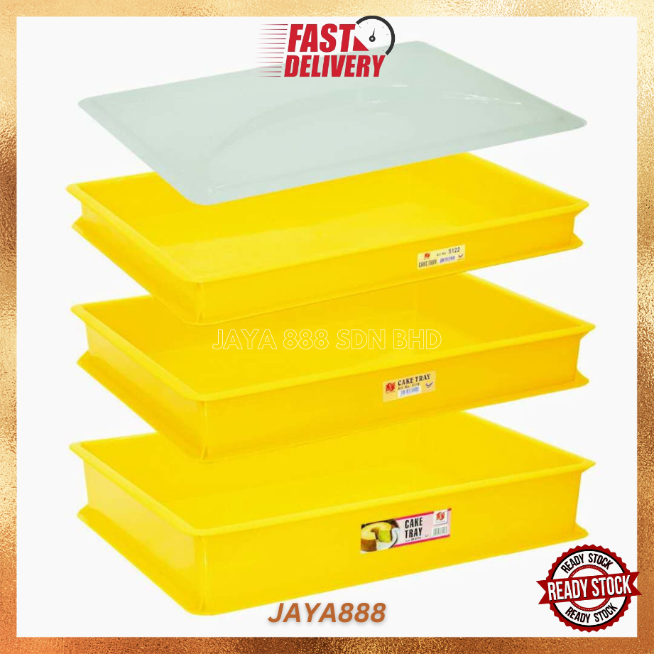 Yellow Plastic Cake Tray With Cover / Bakery Tray / Bread Tray / Food ...