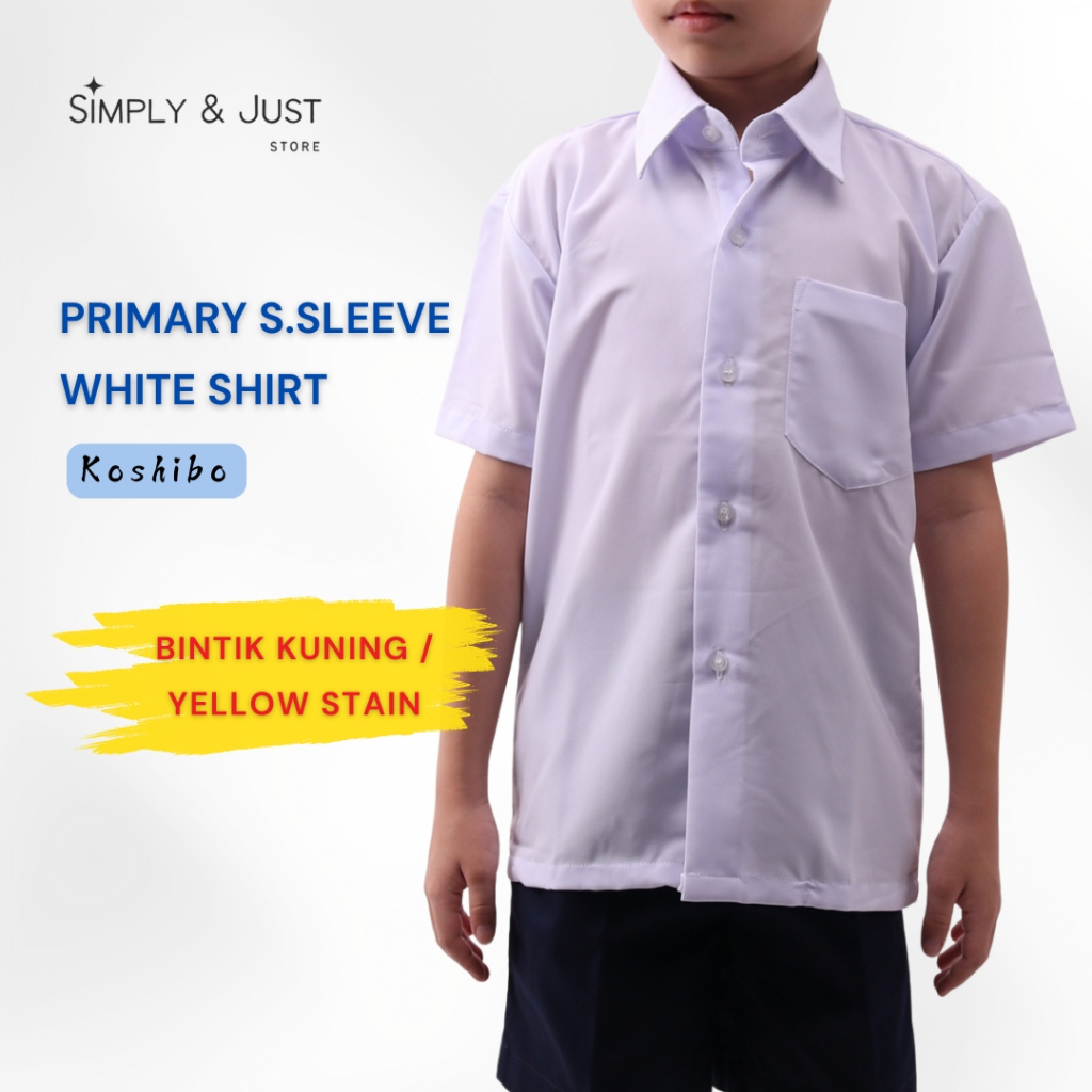 Bintik Kuning Sekolah Rendah Baju Putih KoshiboLengan Pendek/ [Yellow