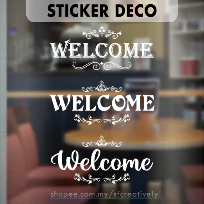 WELCOME Sign Sticker Vinyl Die-Cut for Door Window Wall Decorations ...