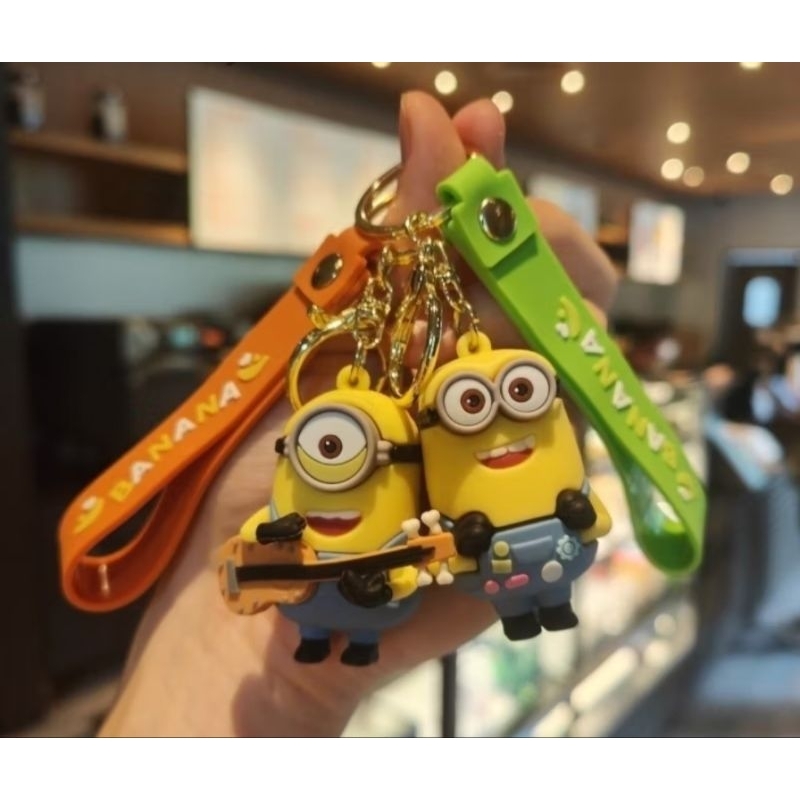 [Ready Stock]Cute Pvc Minion Keychain with Lanyard for Bag Car Key ring ...