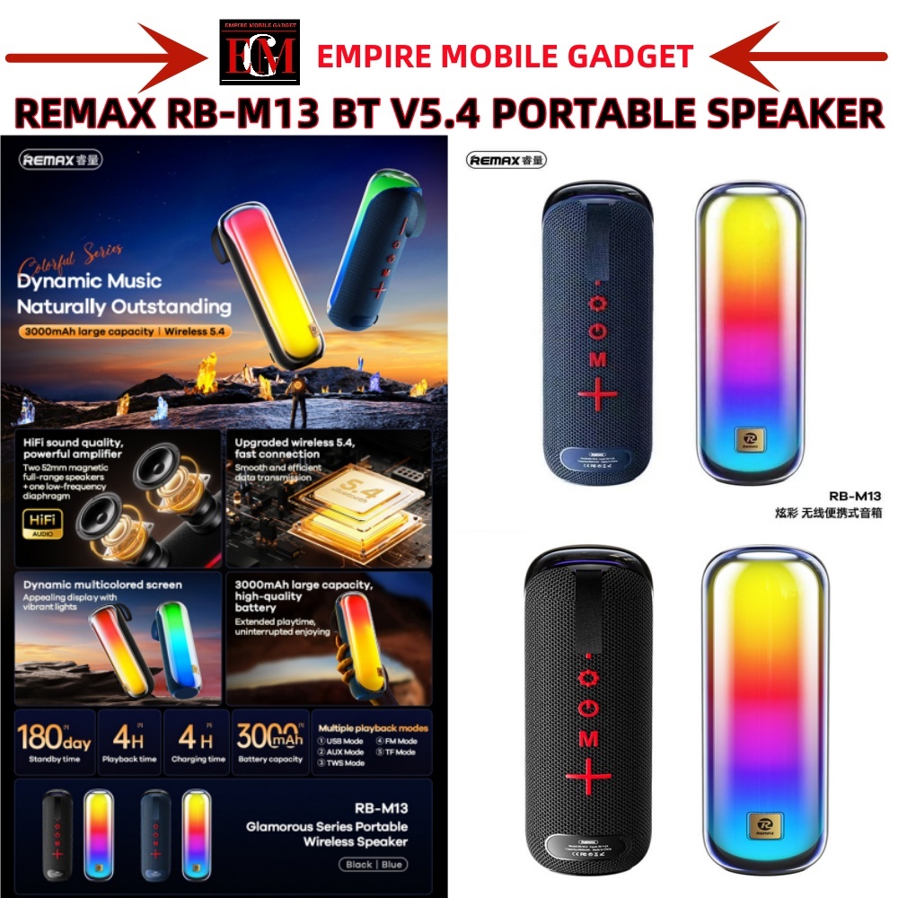 REMAX RB-M13 GLAMOROUS SERIES PORTABLE BLUETOOTH V5.4 SPEAKER | Shopee ...