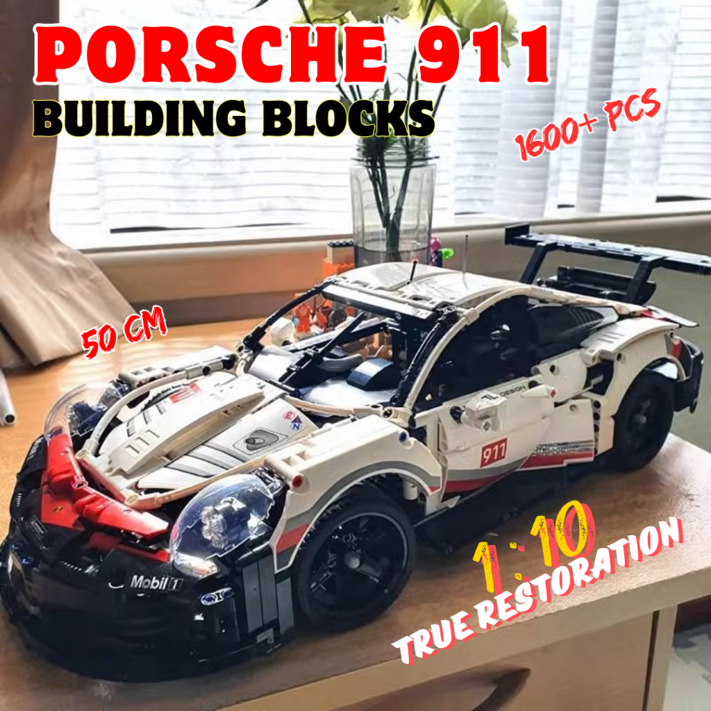 Porsche 911 RSR 1600pcs Building Blocks Bricks Sport Car Technic Kereta ...