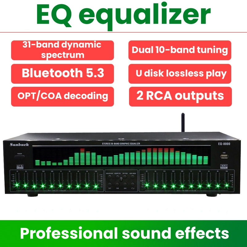220V EQ665 Equalizer Hifi Home EQ Equalizer Dual 10 BAND Stereo Treble Alto Bass