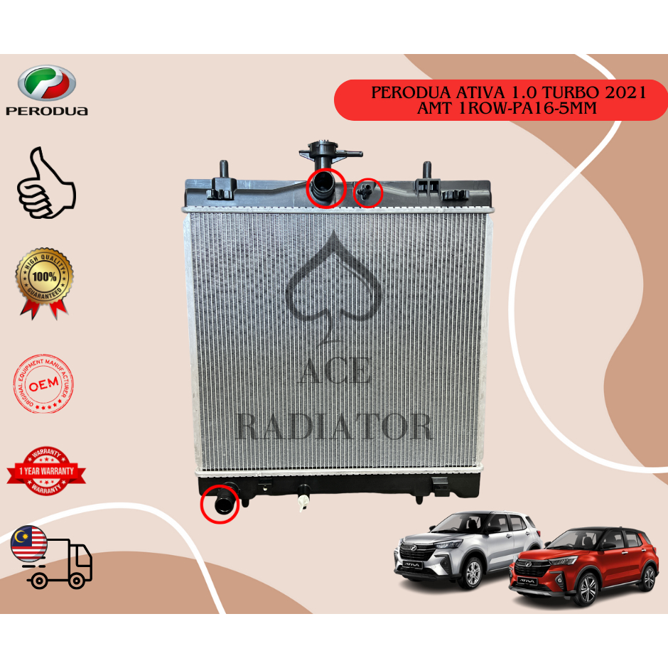 PERODUA ATIVA 1.0 TURBO 2021 AUTO OEM RADIATOR ASSY 1ROW-PA16-5MM ...