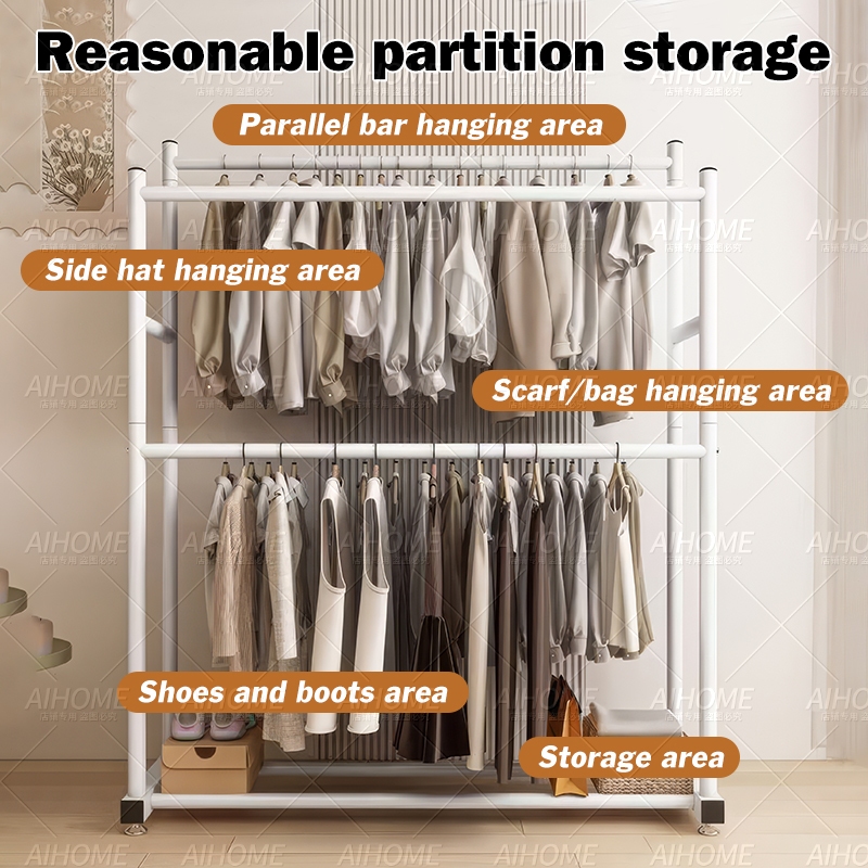 Garment Rack Steel Clothes Pole Rack Clothing Display Hanger Organizer ...
