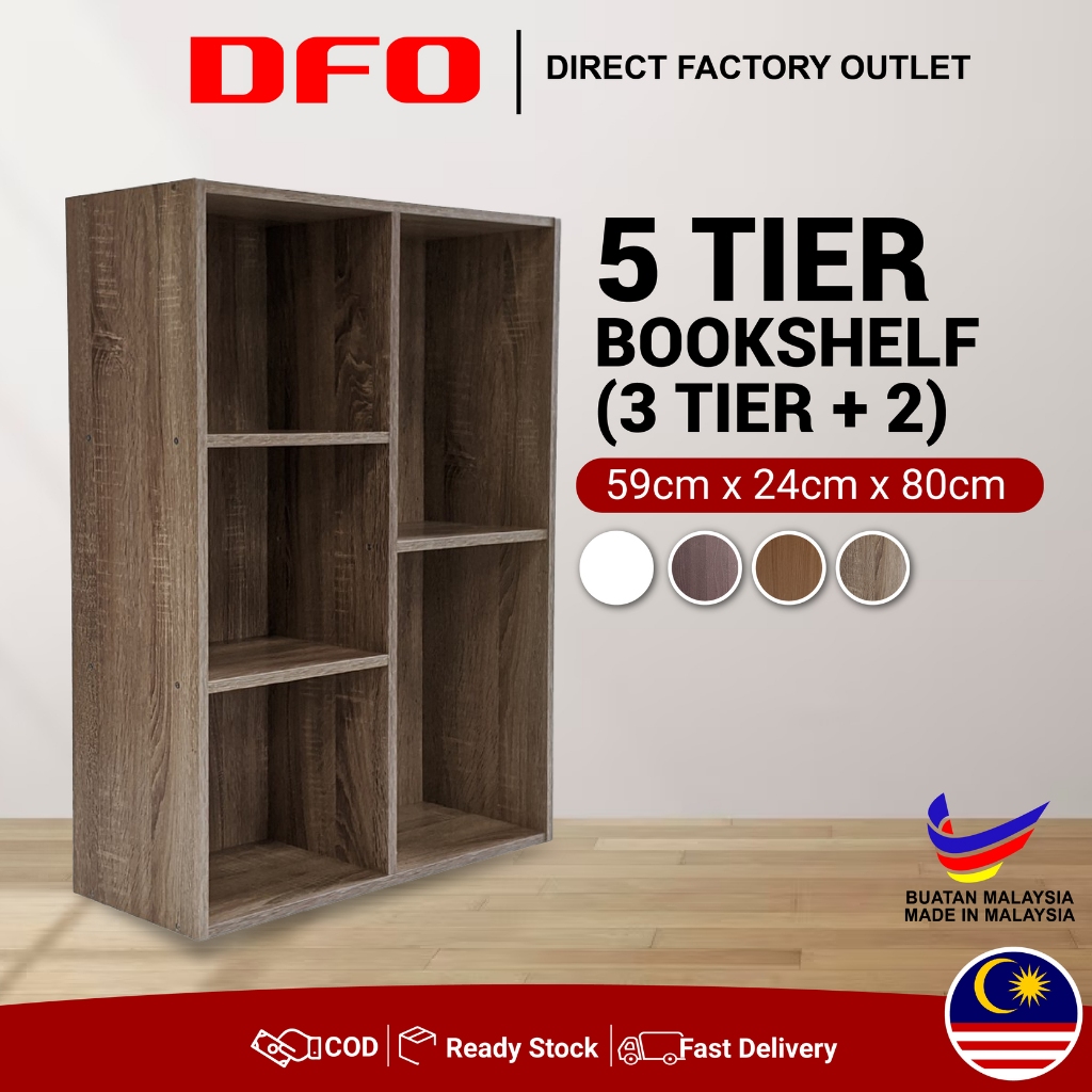 DFO 5 Tier Bookshelf (3 Tier+2) /Multipurpose Shelf/Rak Buku Buku ...