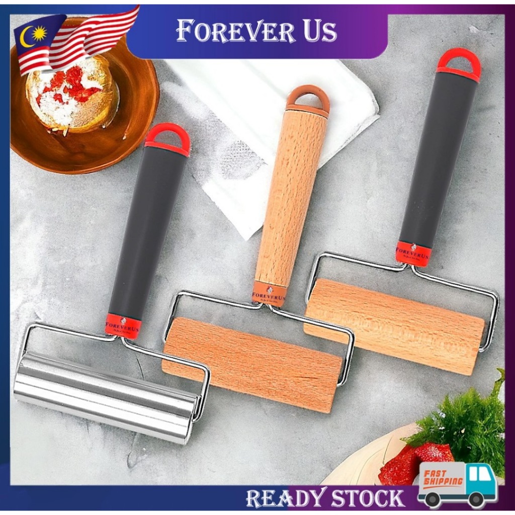 Stainless Steel / Wooden Rolling Pin Pastry Cookie Dough Pizza Baker ...