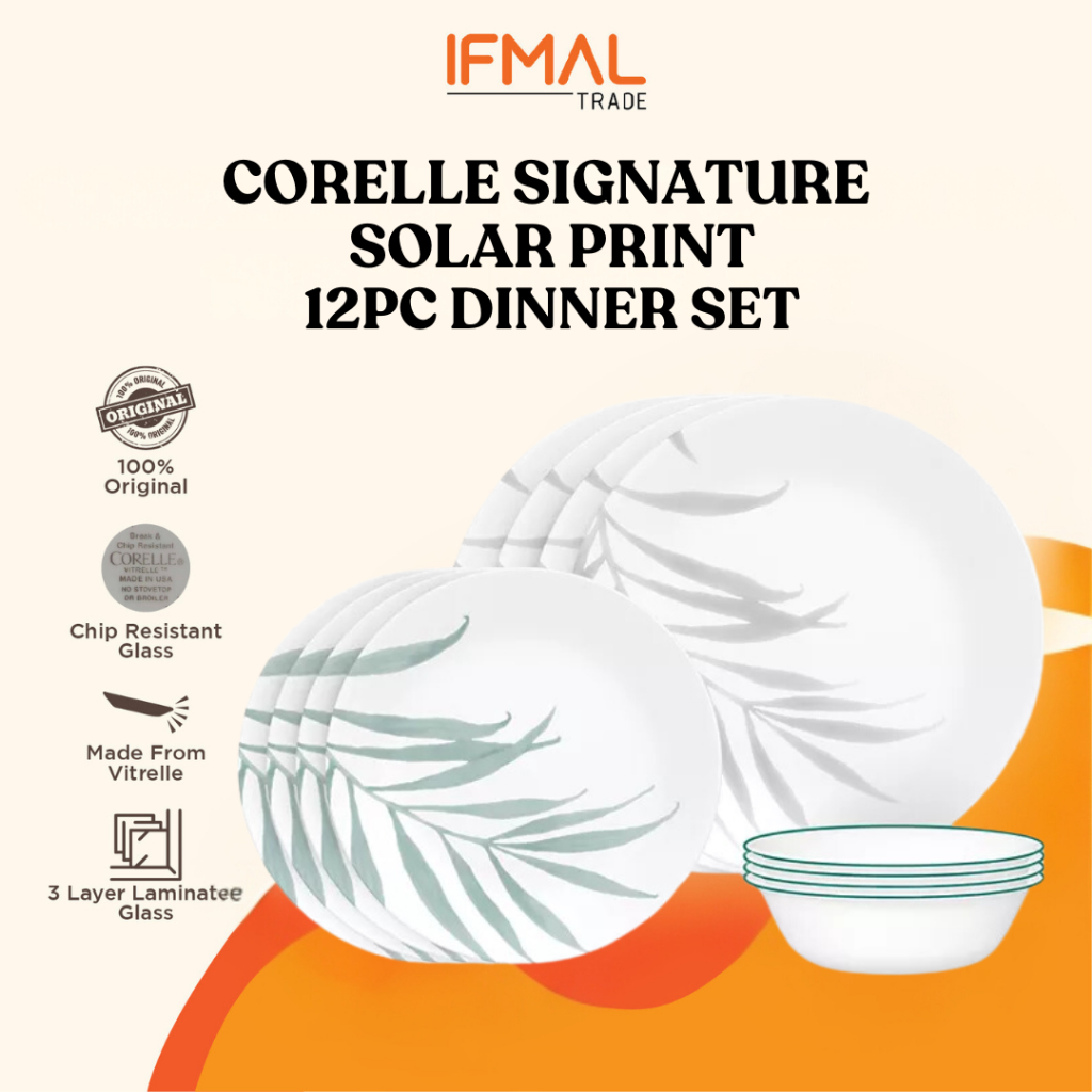 Corelle Livingware Solar Print 12pc Dinner Set | Ready stock | Made in ...