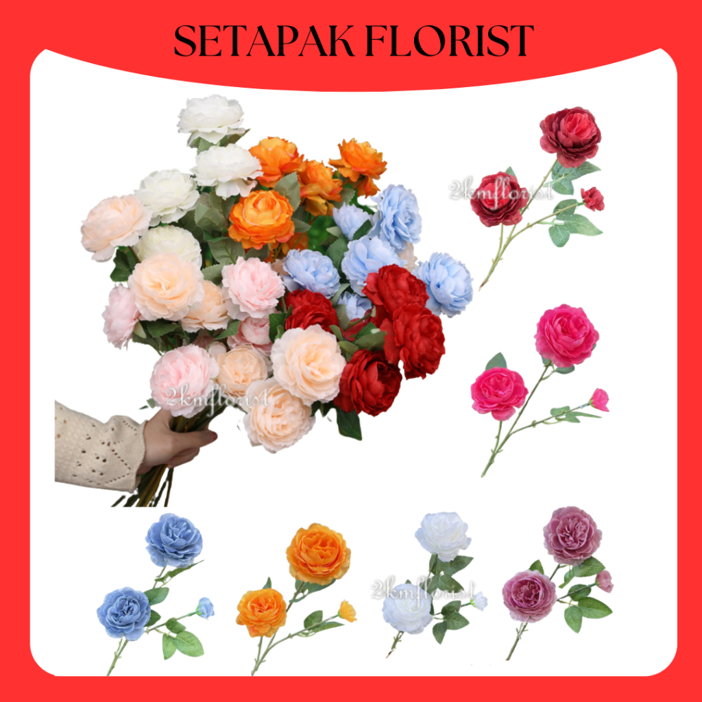 (3FLOWERS) PEONY ARTIFICIAL FAKE FLOWER Bouquet Living Home Decor ...