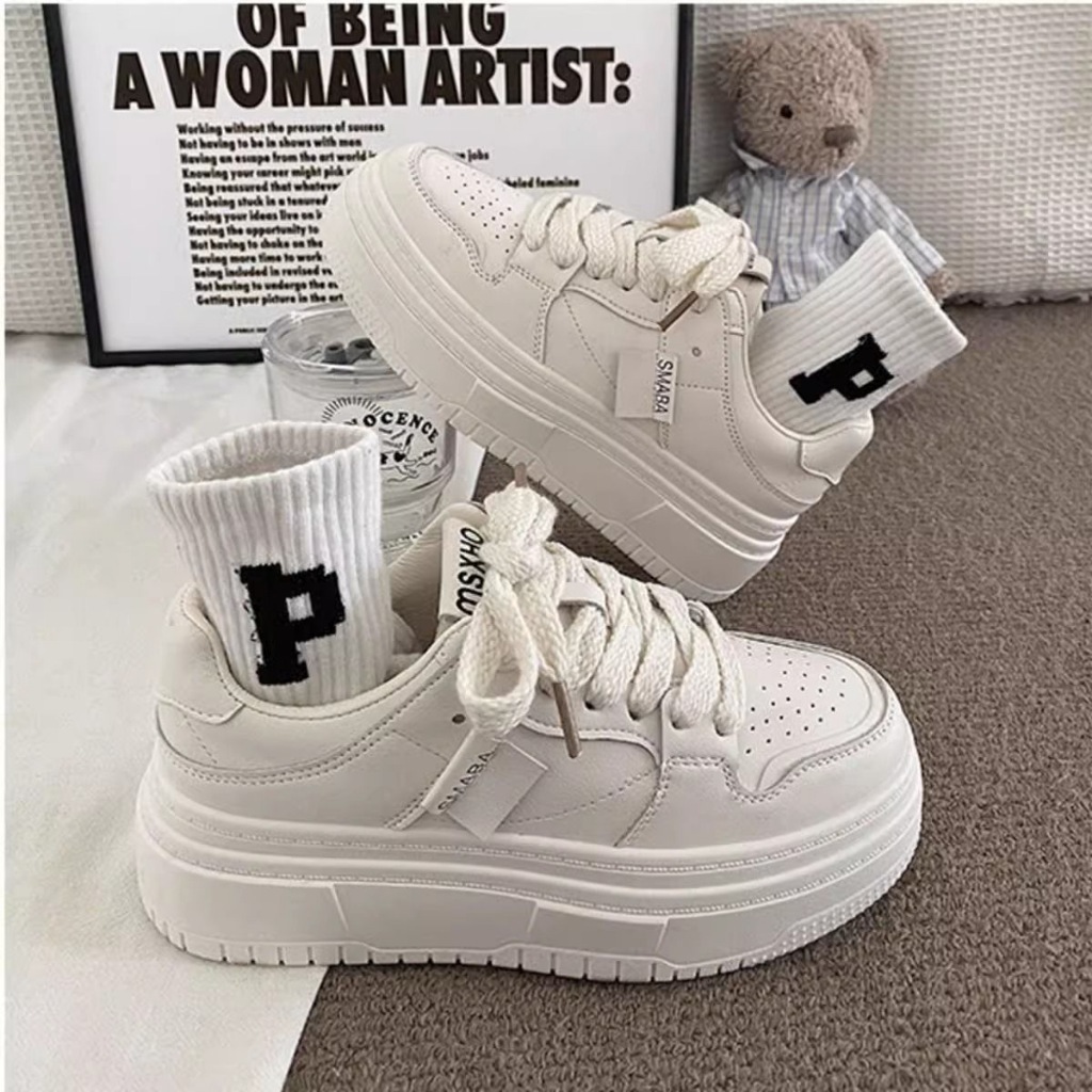 Hot-selling white shoes for female students casual thick-soled height ...