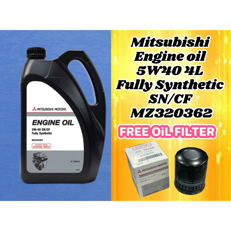Mitsubishi Engine oil 5W40 4L Fully Synthetic SN/CF MZ320362- FREE OIL ...