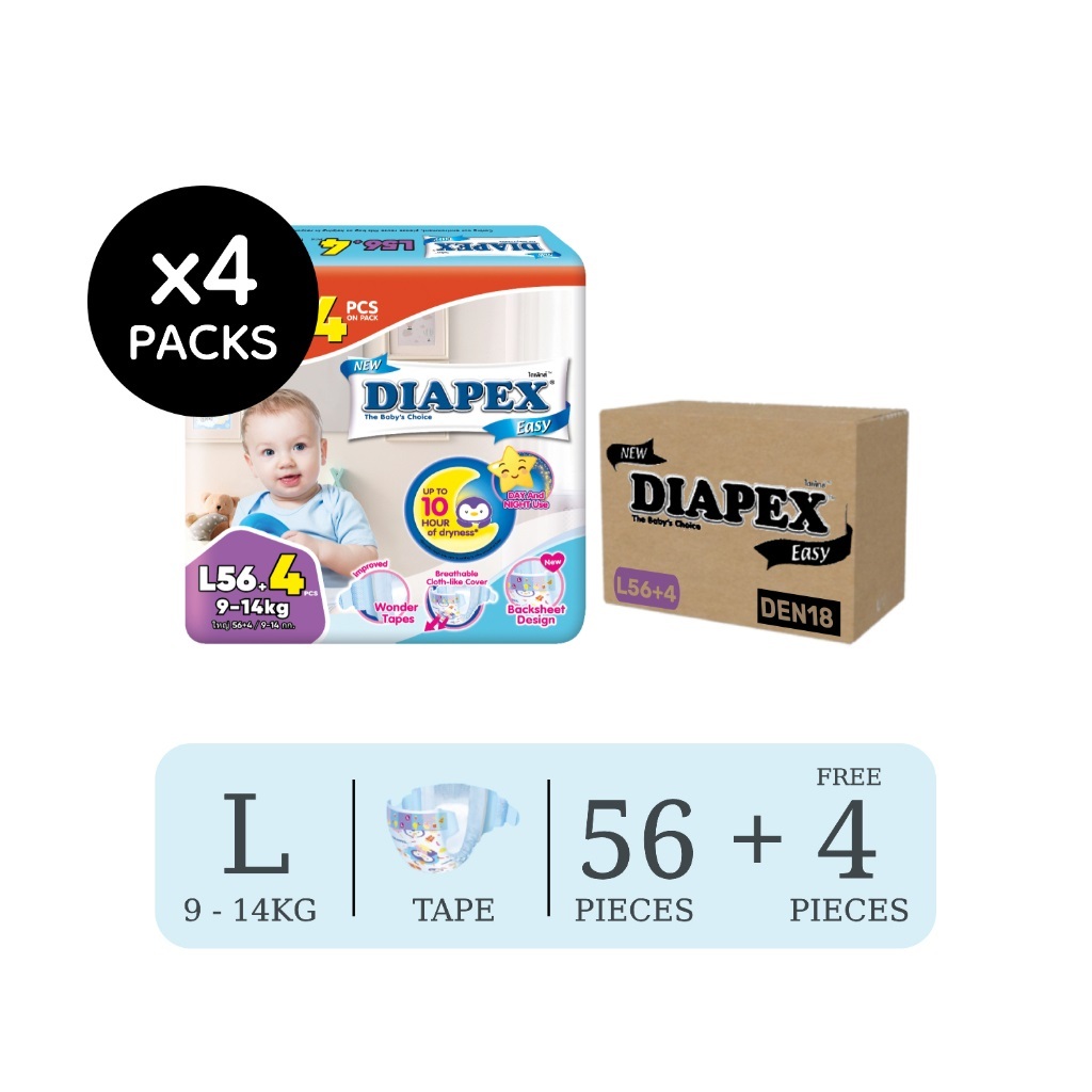Diapex Easy Mega Pack S/M/L/XL/XXL 1CTN 4PACKS | Shopee Malaysia