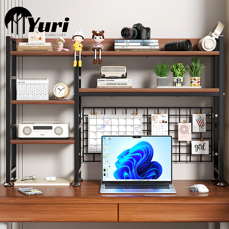 Yuri Desktop storage rack with grid computer desk book shelf iron ...