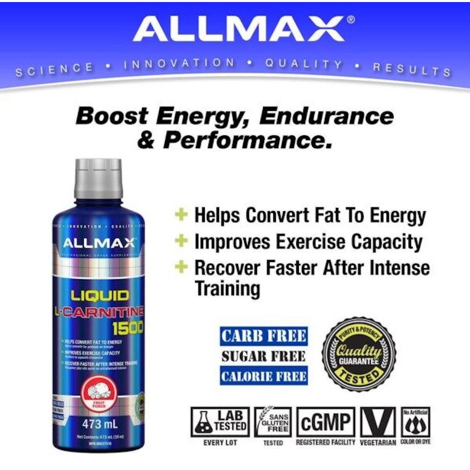 All Max Nutrition L-Carnitine L Karnitin Liquid 1500ml Fat Burner  Supplement (32 Servings/16 Oz) | Shopee Malaysia