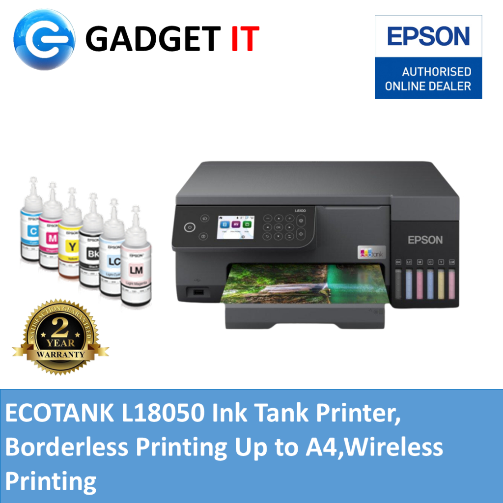 EPSON ECOTANK L8100 INK TANK PRINTER UP TO A4 (WIFI,BORDELESS PRINTING ...