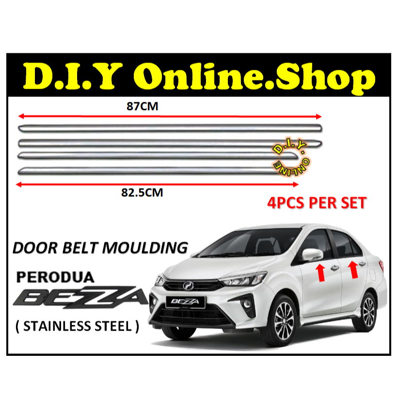 PERODUA BEZZA Stainless Steel Lining Belt Moulding (Door Trim Window ...