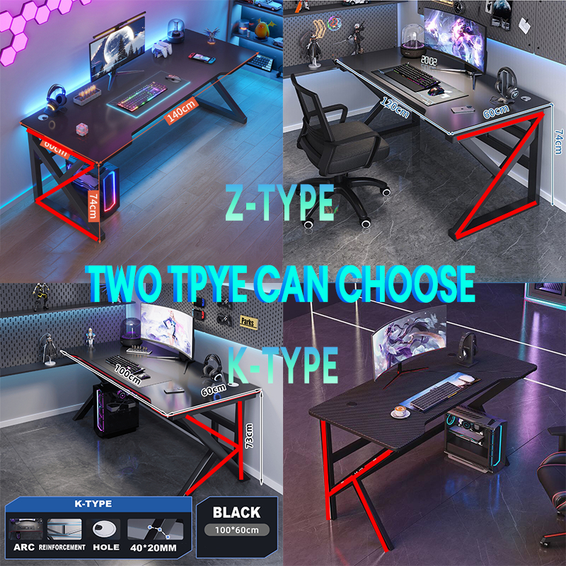 140/120CM Gaming Table Upgrade Carbon Matt Anti-Scratch PC Table Meja ...