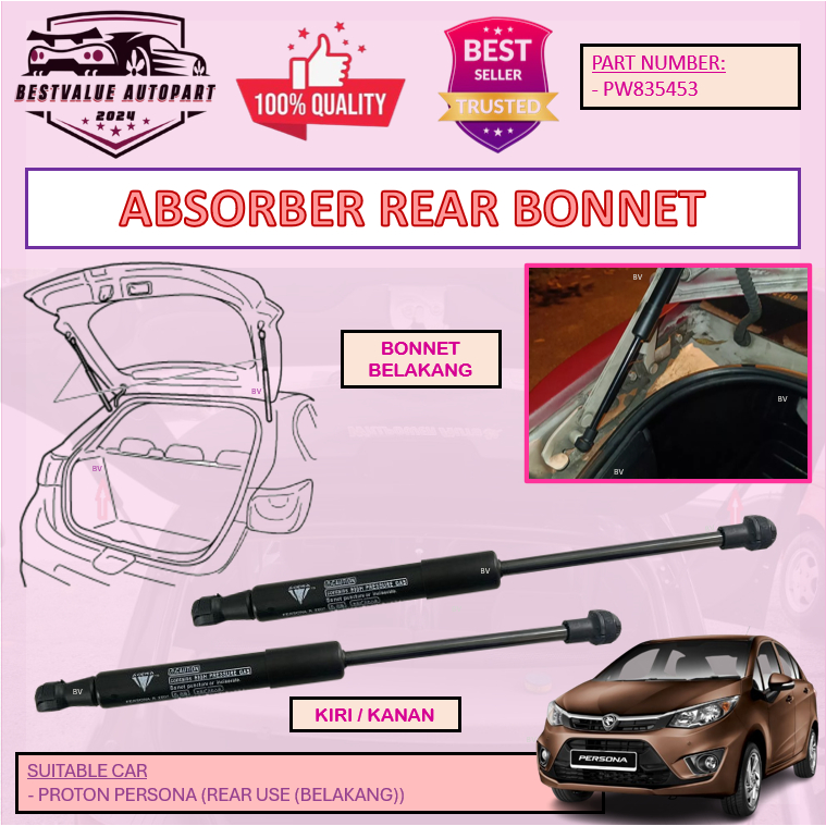 PROTON PERSONA REAR BONNET DAMPER REAR BOOT ABSORBER GAS SPRING SET ...