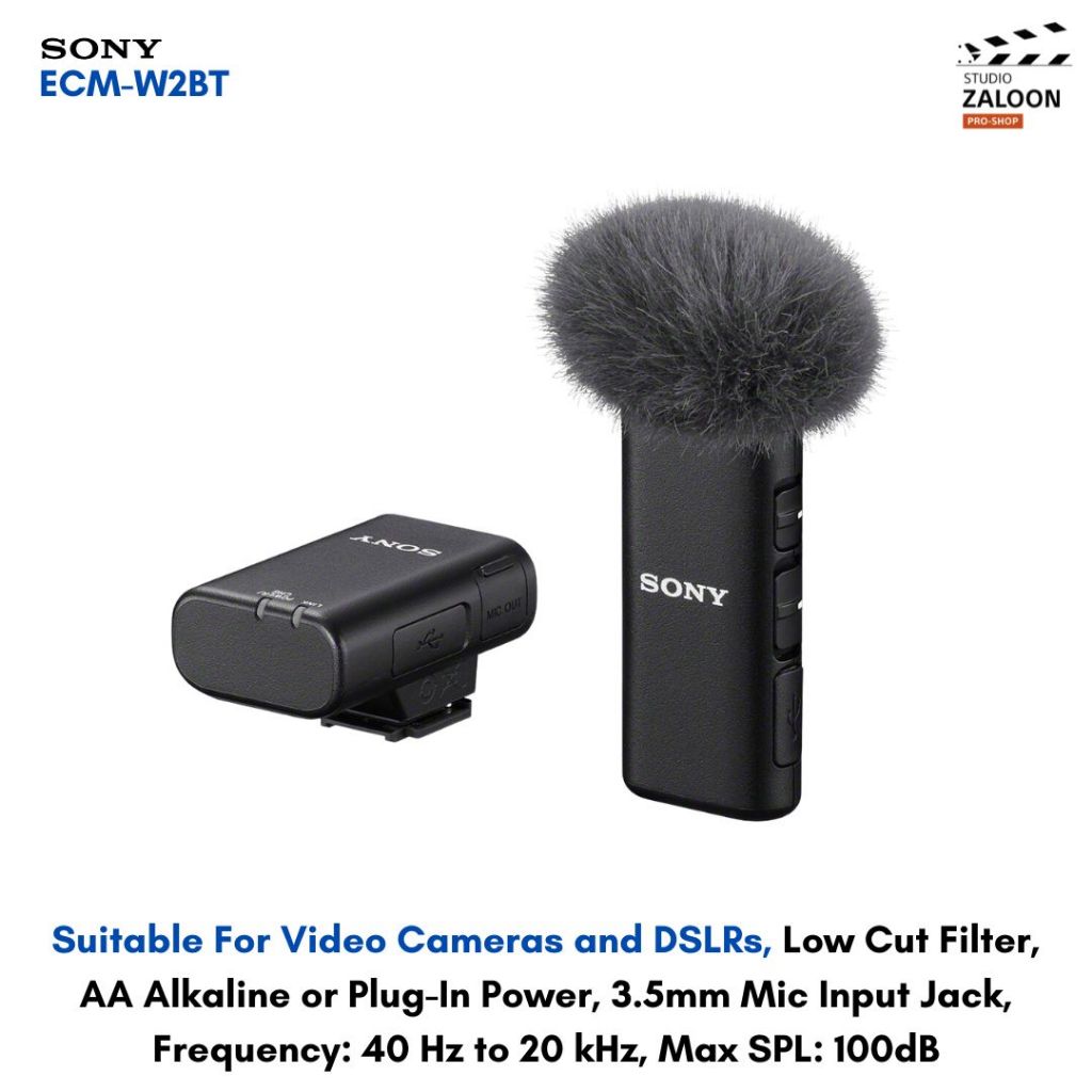 Sony ECM-W2BT Camera-Mount Digital Bluetooth Wireless Microphone System ...