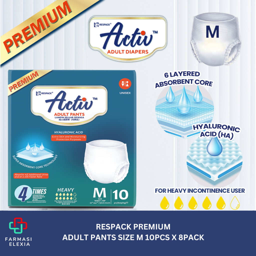 RESPACK ACTIV PREMIUM ADULT PANTS SIZE M 10PCS X 8 PACKS (80PCS ...