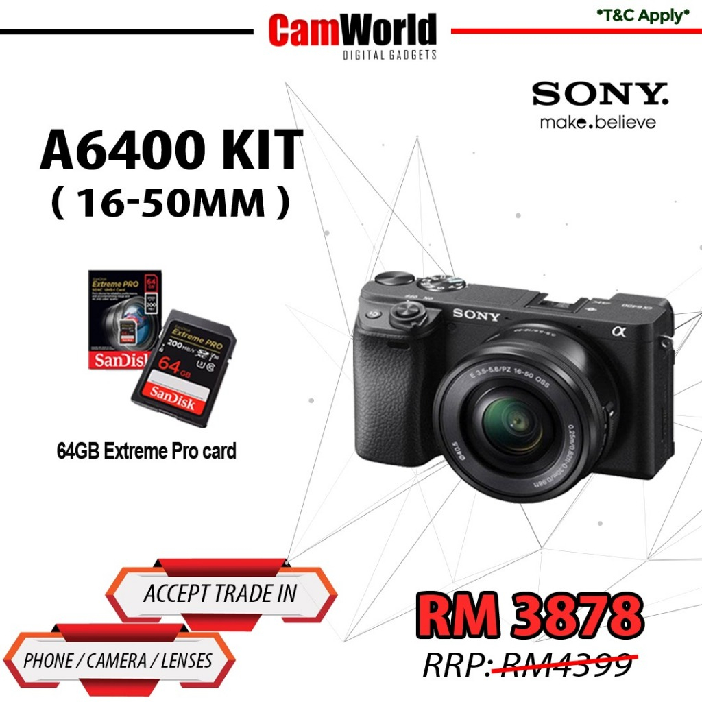Sony A6400 Kit 16-50MM With Memory Card ( SONY MALAYSIA WARRANTY ...