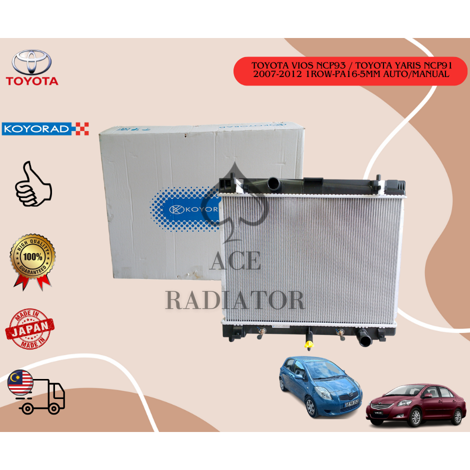 TOYOTA VIOS NCP93 / YARIS NSP91 2007-2012 AUTO/MANUAL 1ROW-PA16-5MM ...