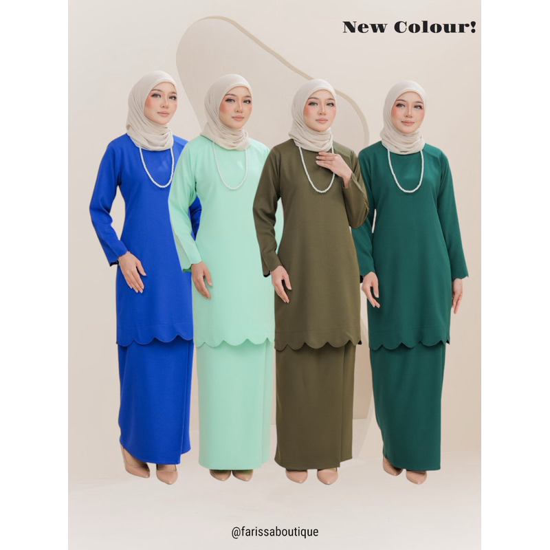 [NEW COLOR] Baju Kurung Scallop | Kurung Moden | Kain lipat batik ...