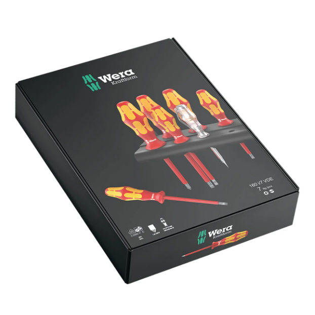Wera 160 I/6 Kraftform Plus Insulated VDE Screwdriver Set - 6-Piece, 1000V Rated