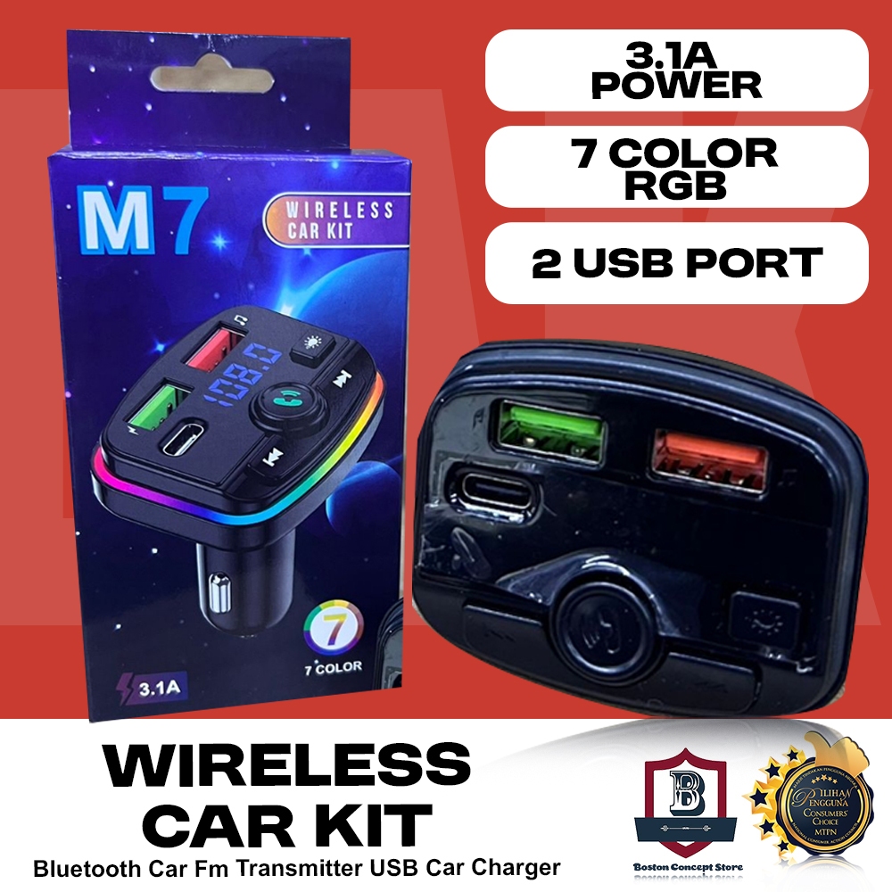 CARG7 M1 M7 M12 Multi Functional Handsfree Bluetooth Car Fm Transmitter USB  Car Charger Wireless Car Kit FM