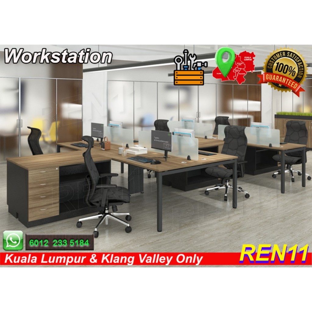 Office Table - Office Workstation Cluster Of 6- Standard Table with ...