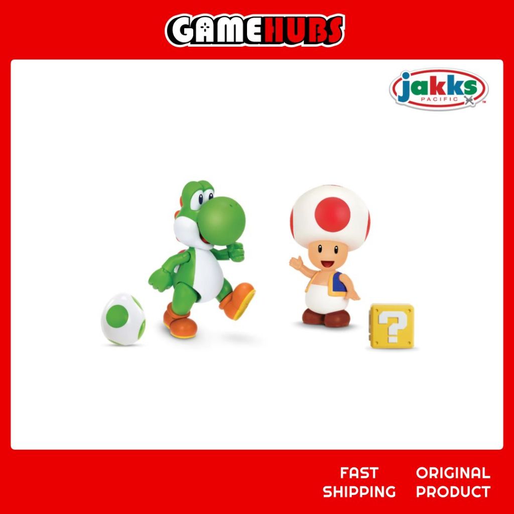 Nintendo Yoshi & Toad 4 Inch Posable Figurine & Accessories - Super ...