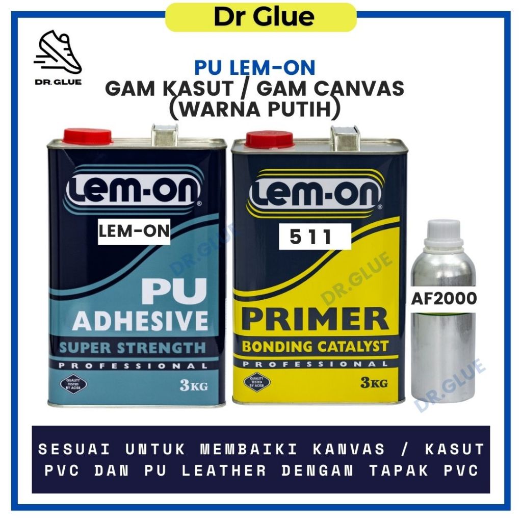 Lem-On PU / PRIMER / HARDENER Adhesive Glue (3KG) for PU, PVC ...