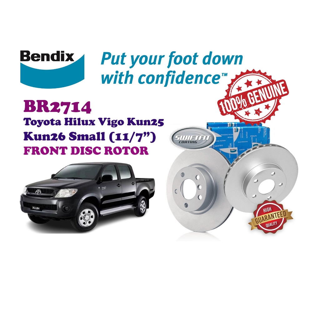 TOYOTA HILUX VIGO 2.5, 3.0 BENDIX FRONT DISC BRAKE ROTOR X 2PCS ...