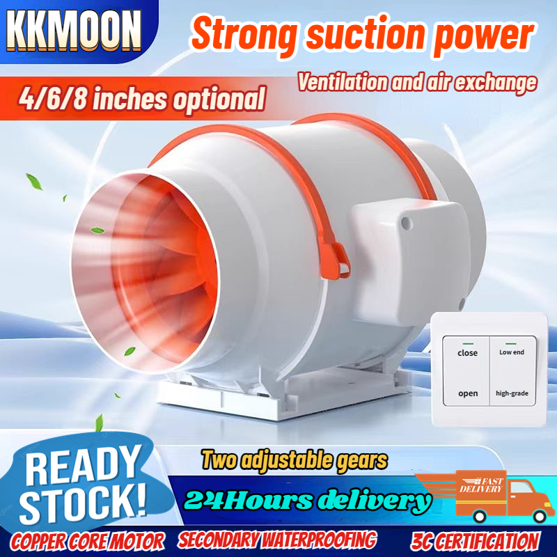 Powerful silent high-power diagonal flow duct booster ventilation fan ...