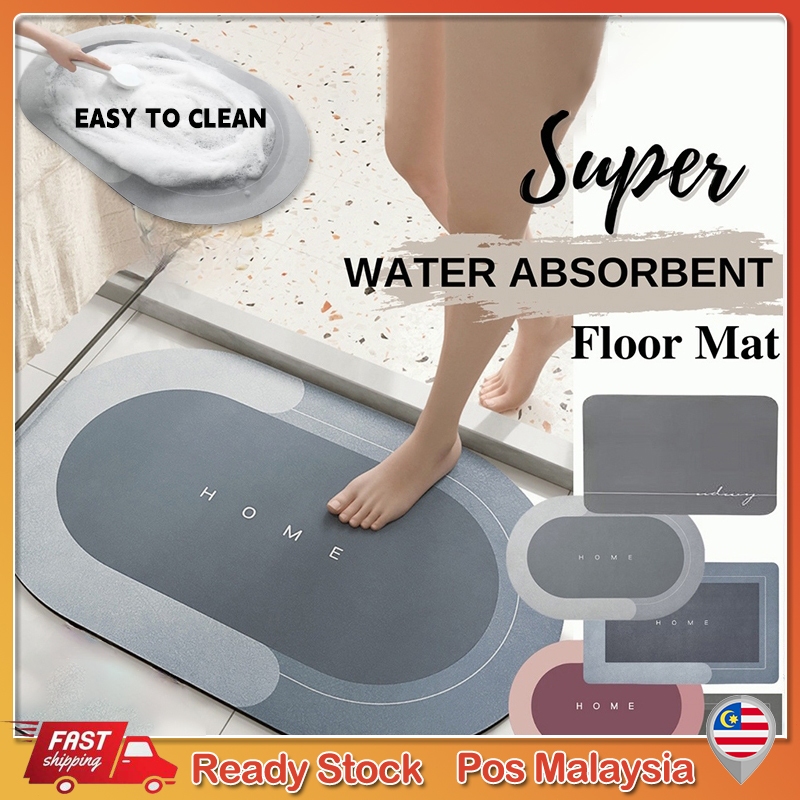 Super Absorbent Diatom Mud Pad Toilet Bath Pad Non-Slip Bathroom Carpet Kitchen吸水地墊厕所 | Shopee ...