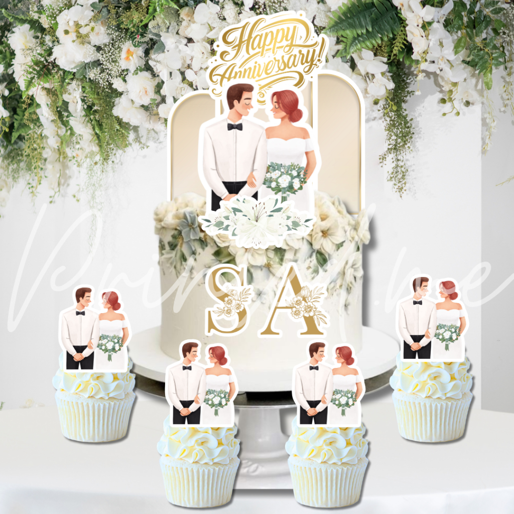 PART 1 wedding topper cake cupcake set murah servis print topper kek ...