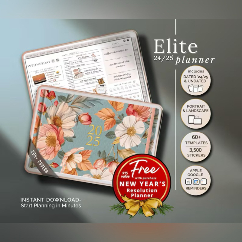 2025 Digital Planner GoodNotes Template for iPad, Tablet & Phone