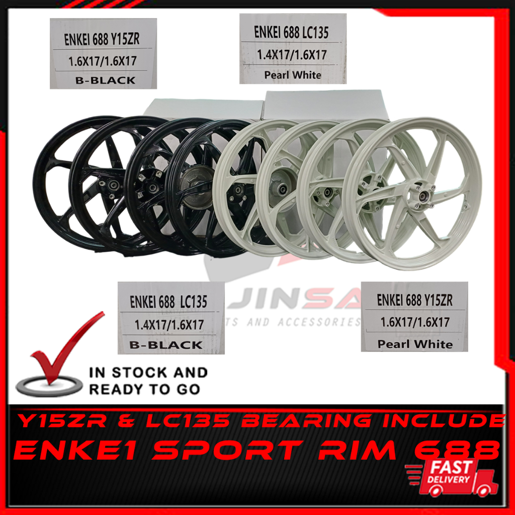 SPORT RIM ENKE1 6 BATANG FULL CHOP LC135 Y15ZR BLACK WHITE 688 6L Cast ...