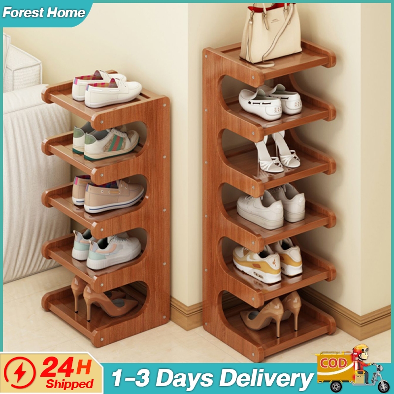 Shoe Rack Organizer Wooden Vertical Narrow Multi-level Corner Shoe Shoe ...