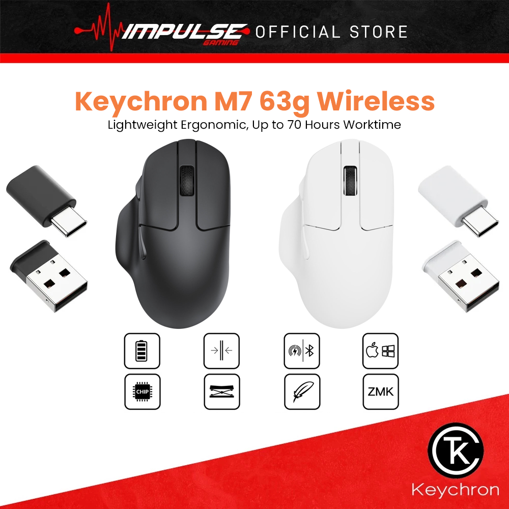 Keychron M7 63g Wireless Mouse - Button 63g Lightweight Ergonomic, Up ...