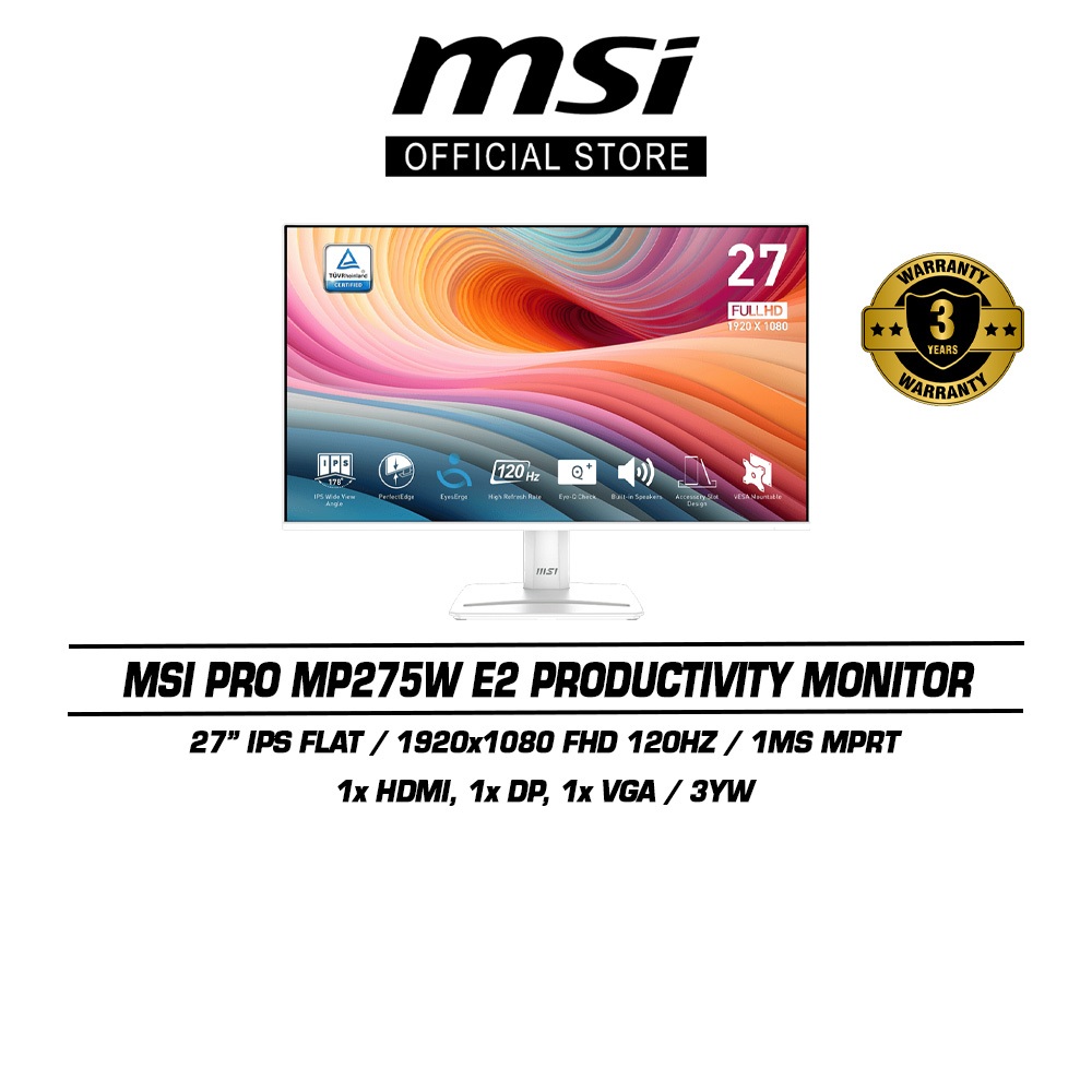 MSI Pro MP275W E2 Business & Productivity Monitor (27"/FHD/IPS/120Hz ...