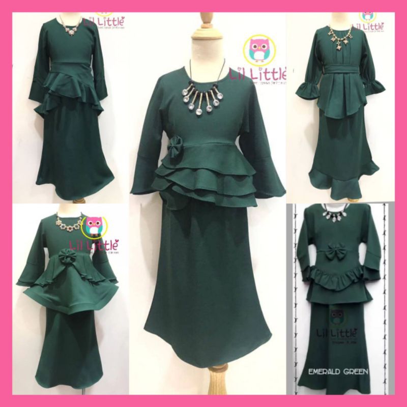 Lil Little PROMOTION Tema Emerald Green Baju Kurung Budak Perempuan ...