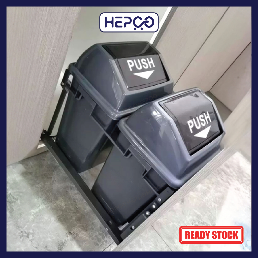 Damping Rail Double Bucket Trash Can Kitchen Soft Closing Pullout ...