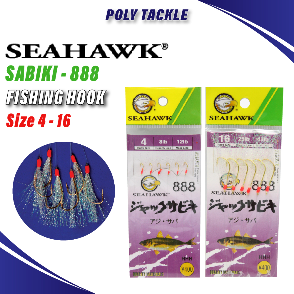 Seahawk Sabiki 888 Pancing Fishing Hook Sabiki Apollo Size 4 - 12 ...