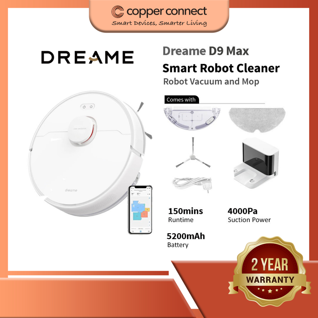 Dreame Bot D9 Max Robot Vacuum and Mop | LDS Navigation | 4000 Pa ...