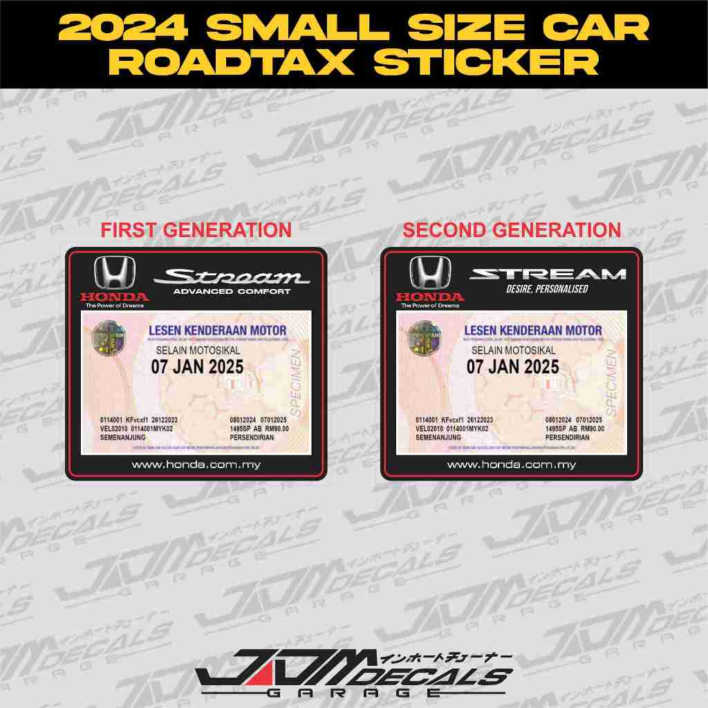 [2024 SMALL SIZE CAR ROADTAX STICKER] Honda Stream Windscreen Roadtax ...