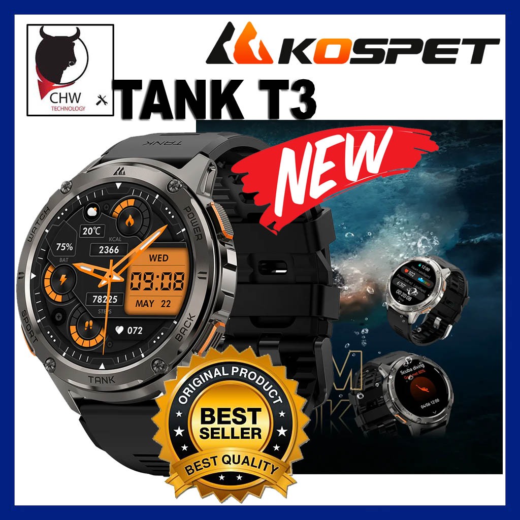 KOSPET RUGGED SMART WATCH TANK T3 MILITARY GRADE TEST | Shopee Malaysia