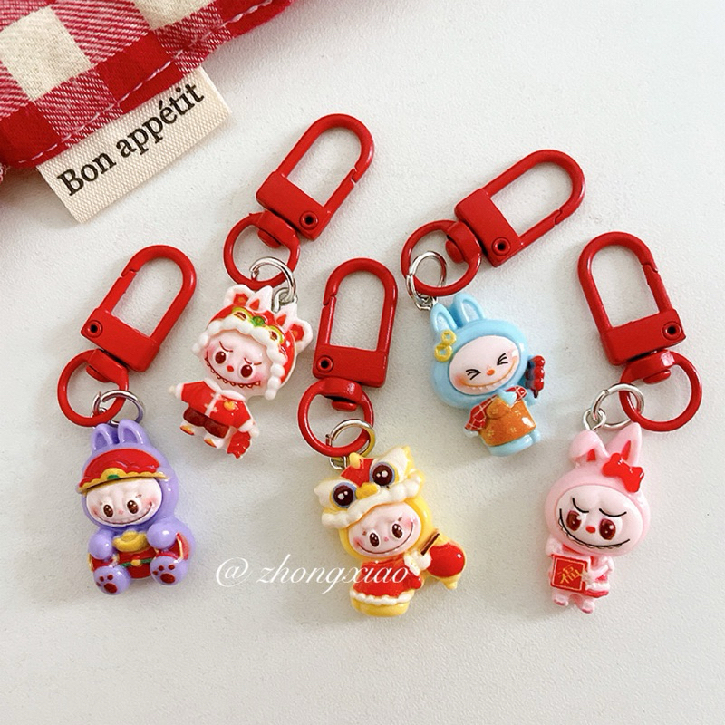 CNY Labubu keychain bag accessories , gantungan beg , 农历新年拉布布钥匙扣挂件 ...